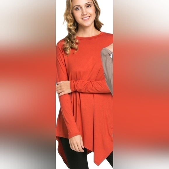 AZULES burnt orange long sleeve Tunic Top Size Small NWT - Picture 2 of 5
